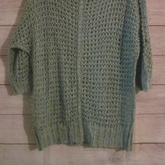 Decree Women's Size Small Sweater Knit Pullover 3/4 Sleeve Open Knit Green Over - Picture 5 of 5